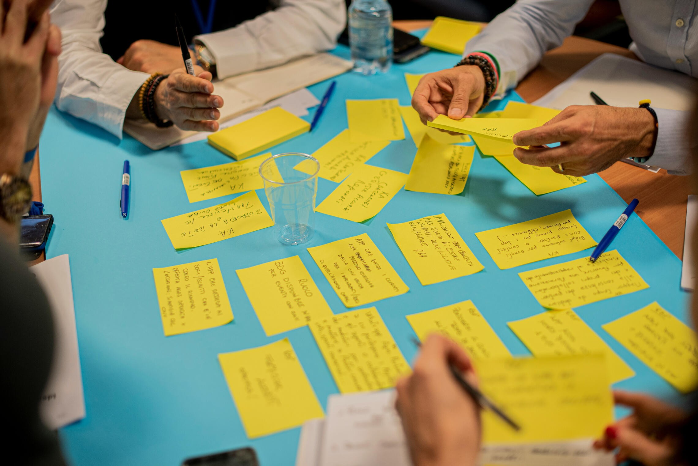 Aven - Team Working Around Sticky Notes